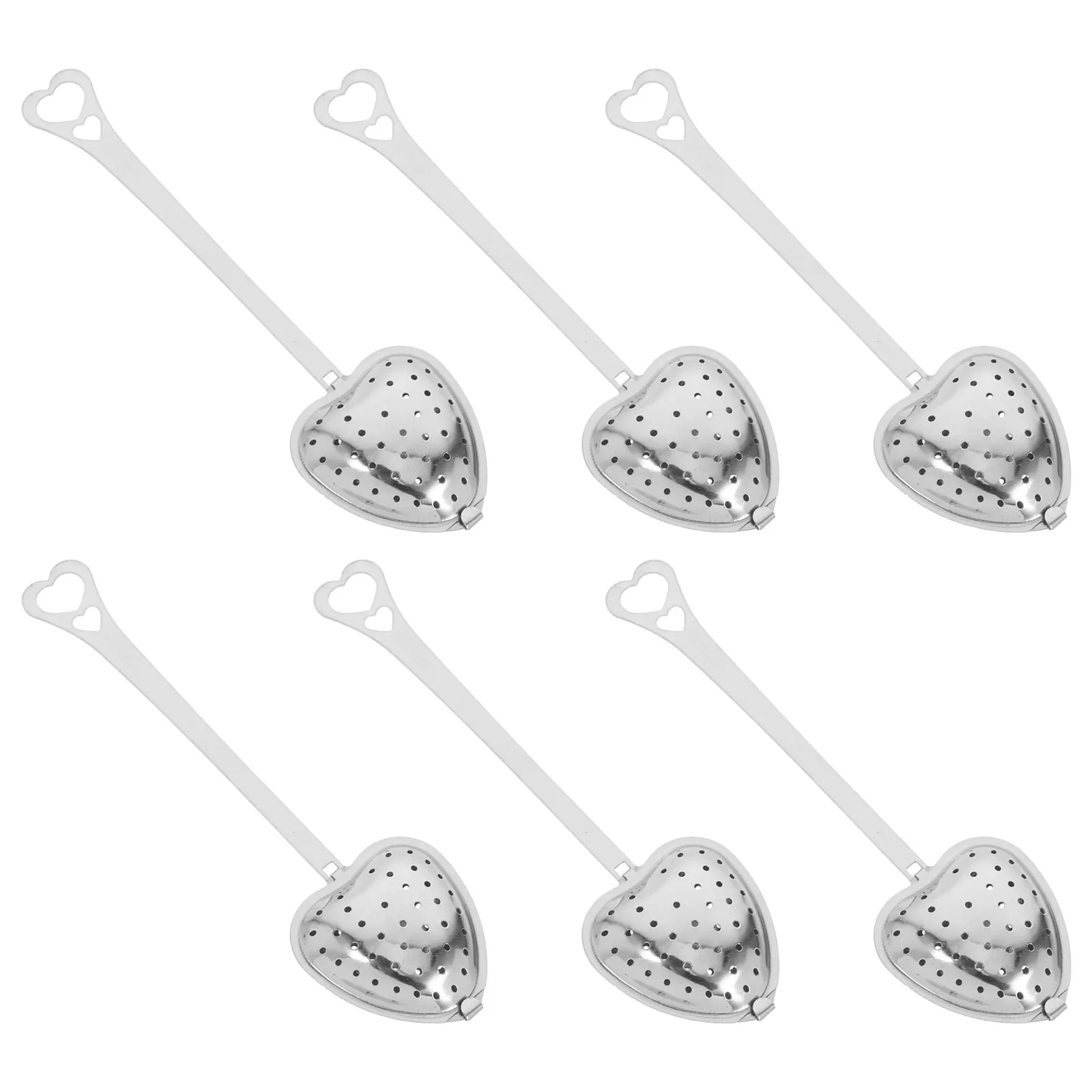 

6 Pcs Stainless Steel Heart-shaped Tea Drain Filter Cooking Strainers Convenient Leaf Coffee Infusers Fine Mesh Sieve