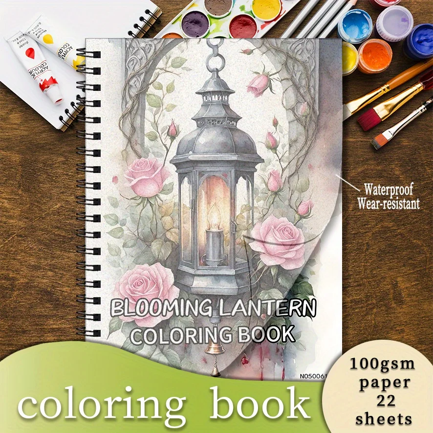 Adult Blooming Lanterns Coloring Book Whimsical Art with Lanterns And Roses 8.3x11.2 Inches 22 Sheets Ideal Holiday Gift