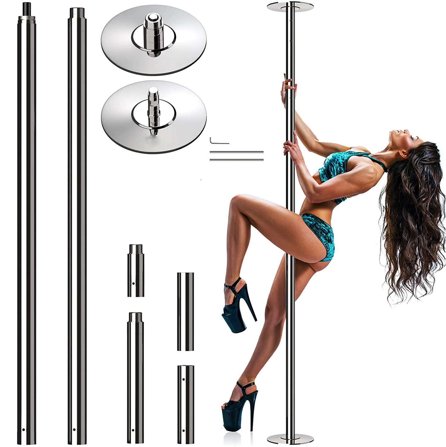 

Advanced Dancing Pole 45mm with Height Adjuster at Base Spinning / Static Stripper Pole Portable Removable Dance Pole Kit