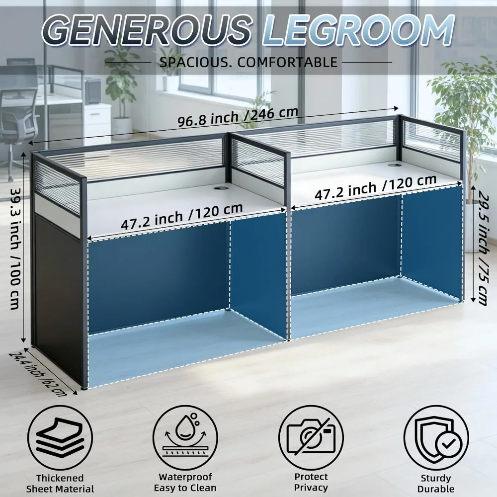 2-Person Cubicle Desk with Privacy Panels for Quiet Work Environments