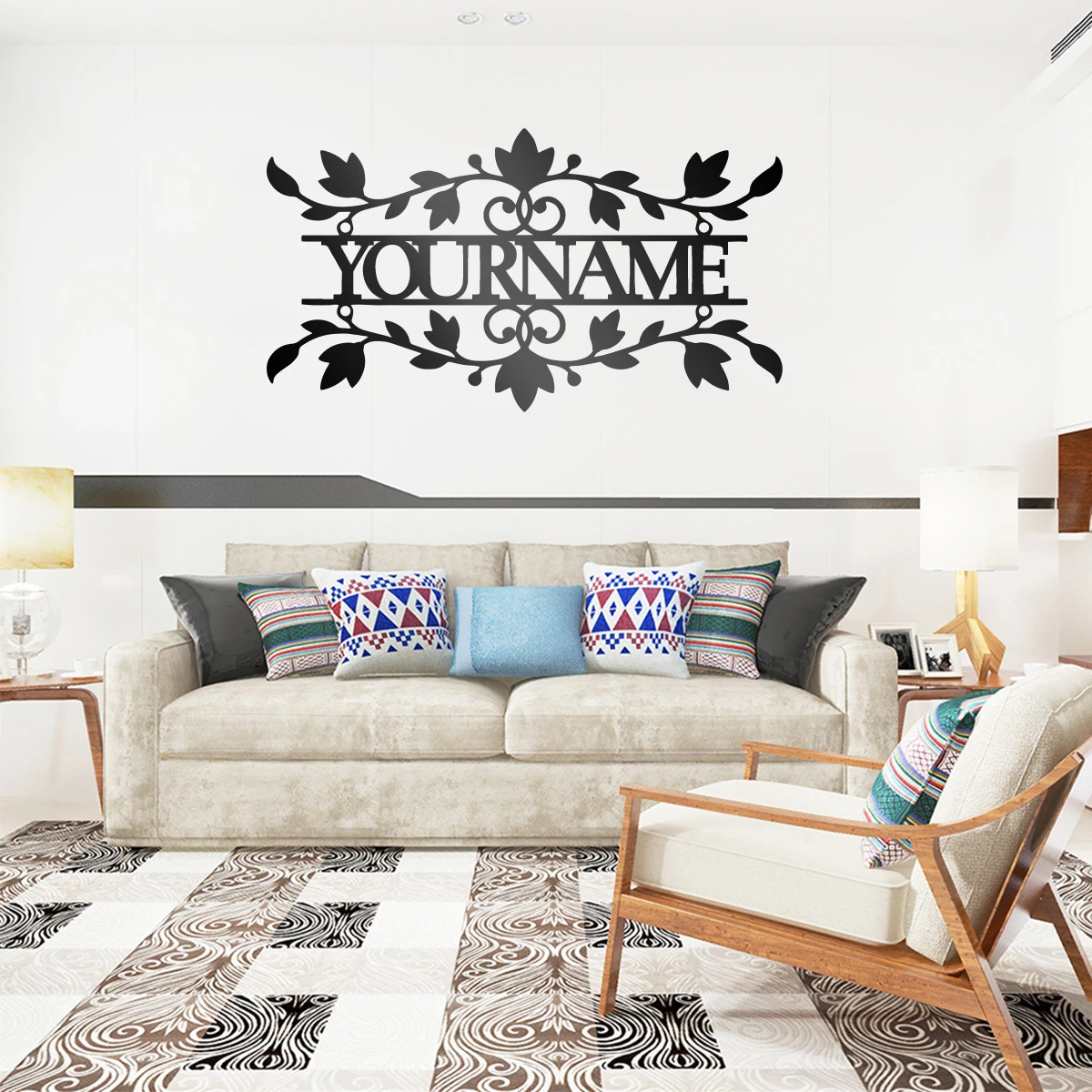 

Mural Room Decor Aesthetic Wall Black Cutout Metal Sign Vintage Garden Decoration Personalization custom name