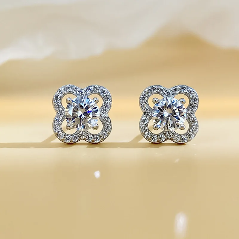 

S925 sterling silver Moissan diamond women's earrings, Moissanite fashion jewelry with GRA certificate D-color