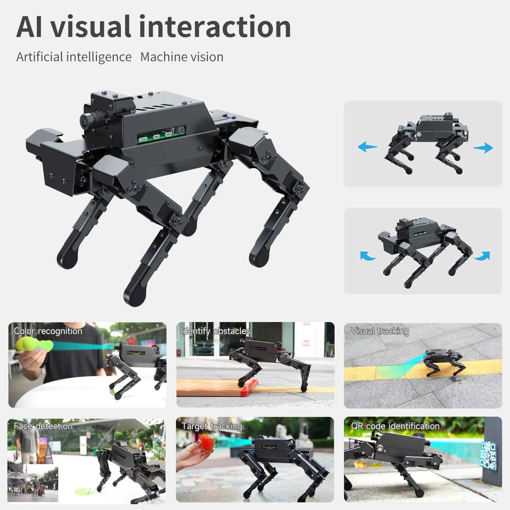 12DOF سطح المكتب المعادن روبوت الكلب بيونيك DOGZILLA S1 مع عصر AI Vision Cam لـ Raspberry Pi 4B دعم برمجة Python #4