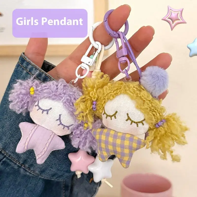 

Cartoon Little Girl Doll Plush Pendant Kawaii Doll Keychain Charm Phone Lanyard Backpack Pendant Keychain Accessories Gifts