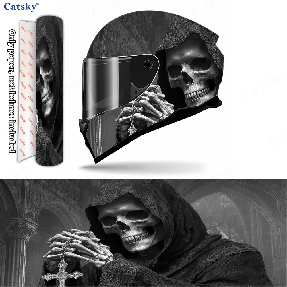 Gothic Praying Reaper Pattern Helmet stickers , PVC Material Multifunctional Helmet Stickers, Scratch-Resistant & Fade-Proof, Ea