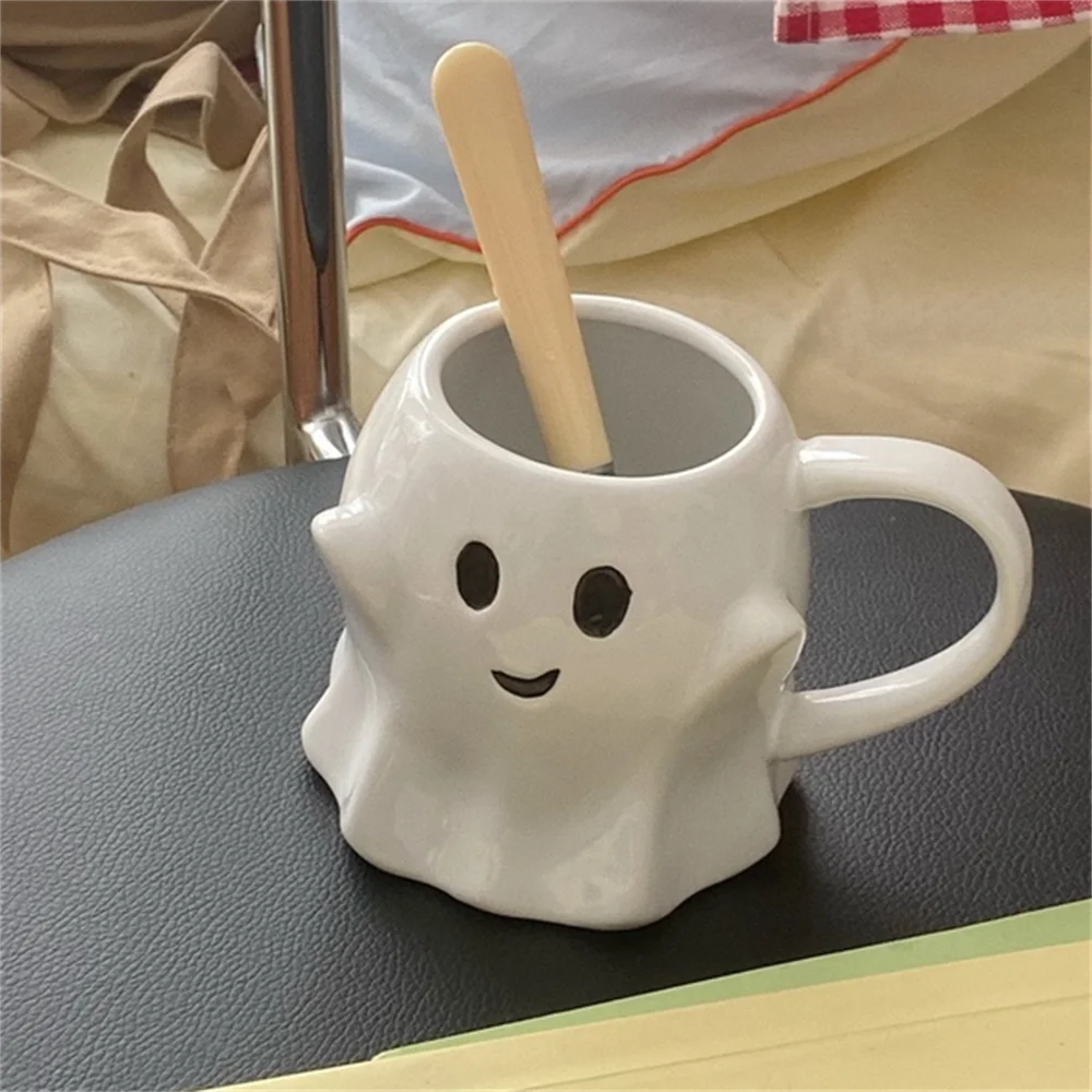 Halloween Devil Mug Ceramic Cup With Stirring Rod Horror Devil Elf Coffee Cup Cartoon Tea Mug Gift Cute Demon Elf Ghost Mug