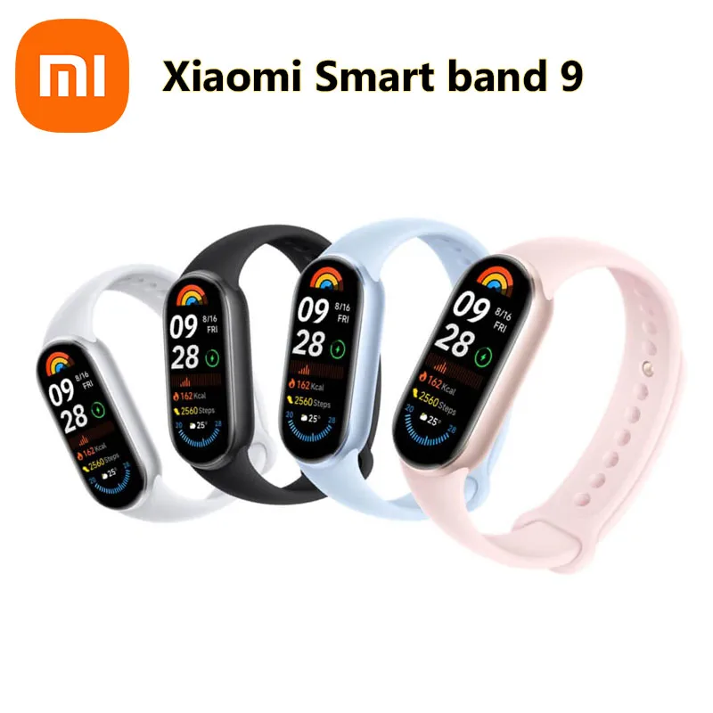 Original Xiaomi Mi Band 9 Blood Oxygen 1.62 Screen Bracelet 60Hz Fitness Traker Heart Rate Monitor 150+ Sports Mode Smart Band 9