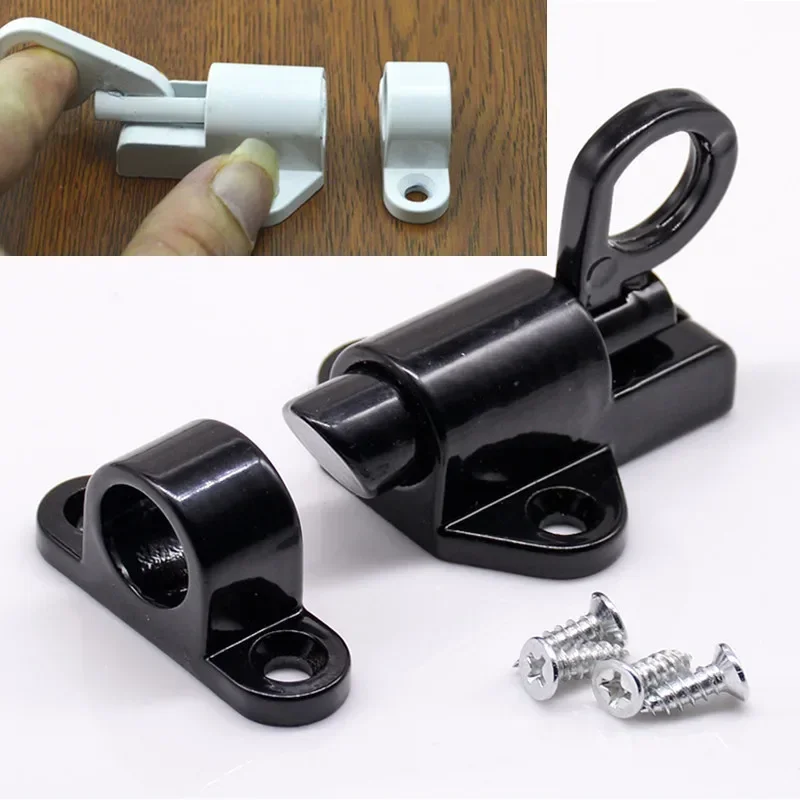 Security door gate latch Aluminum Pull Ring Spring Bounce window Bolt Self-closing Hasp Sliding Lock window door Hardware