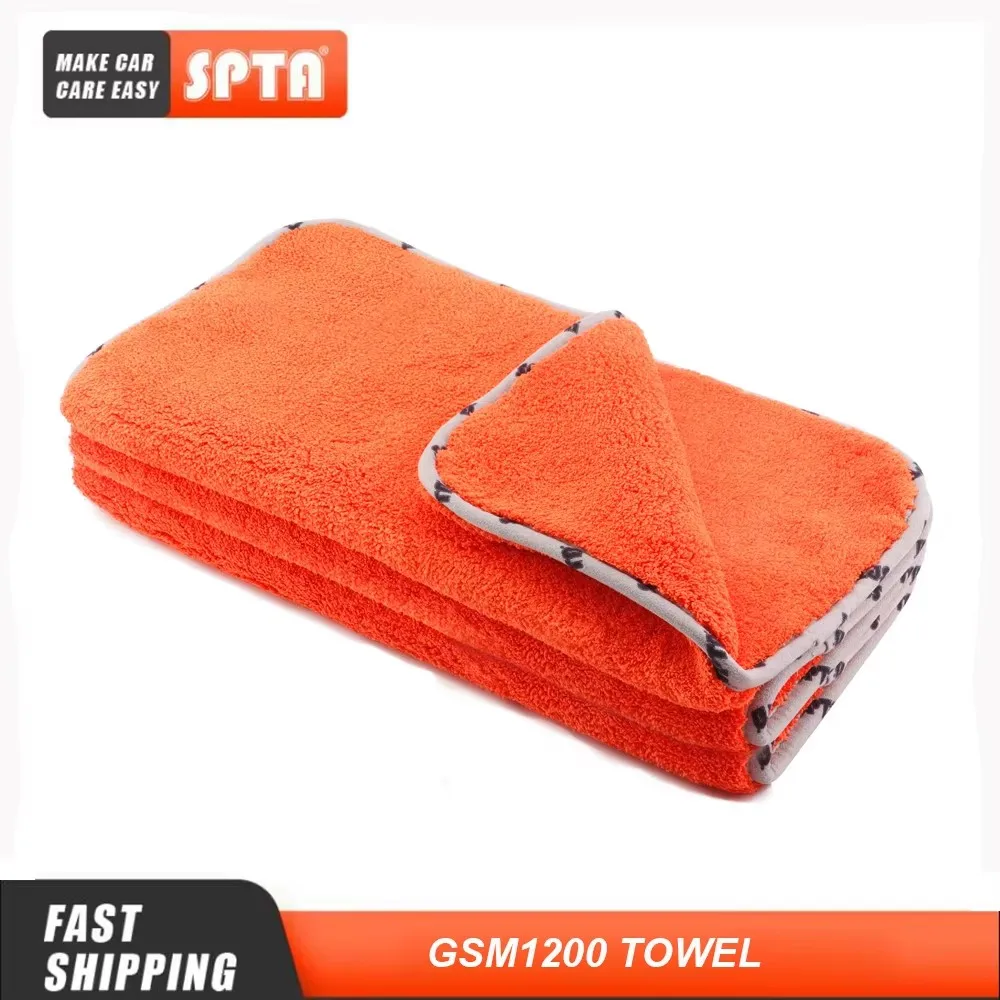 SPTA 1 szt. 1200 GSM myjnia samochodowa ręcznik z mikrofibry ściereczka do czyszczenia bardzo gruba 16 ''x 16'' do suszenia samochodów polerowanie w domu Detailing