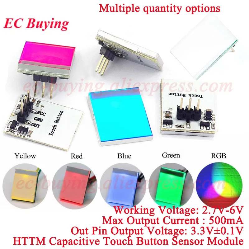 1-20Pcs Capacitive Sensor Trash Can Touch Switch HTTM LED Button Red Green Blue Yellow RGB Color Display Module DIY Electronic