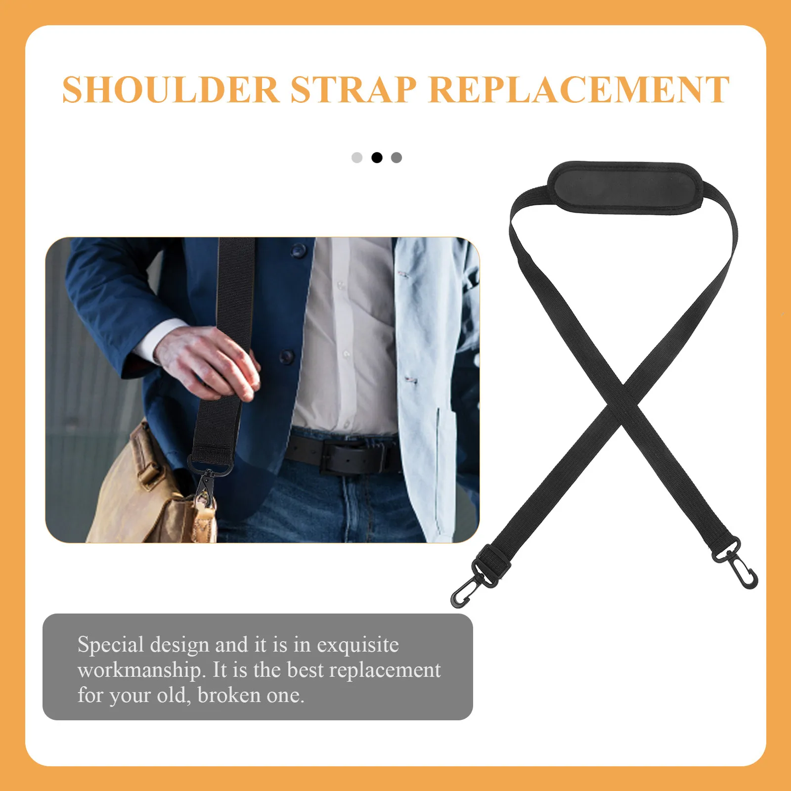 Heavy Duty Adjustable Wide Nylon Bag Strap for Laptop Messenger Crossbody Tote Duffle Briefcase Suitcase Luggage with Shoulder