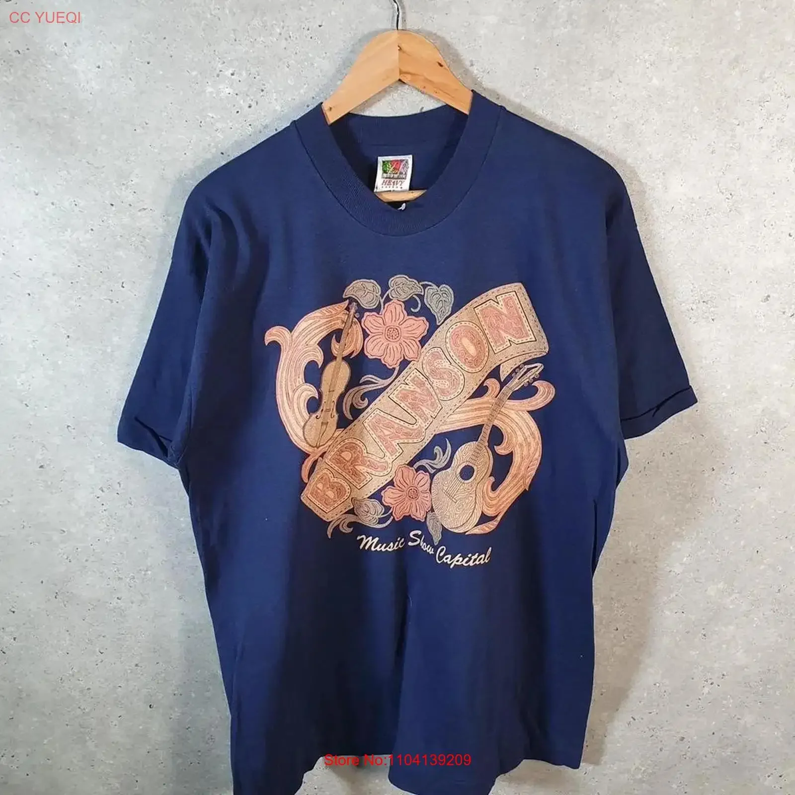 Vintage Fruit Of The Loom Branson Music Show Capital 90s T Shirt Men s XL Navy long or short sleeves vintage Washed fashion