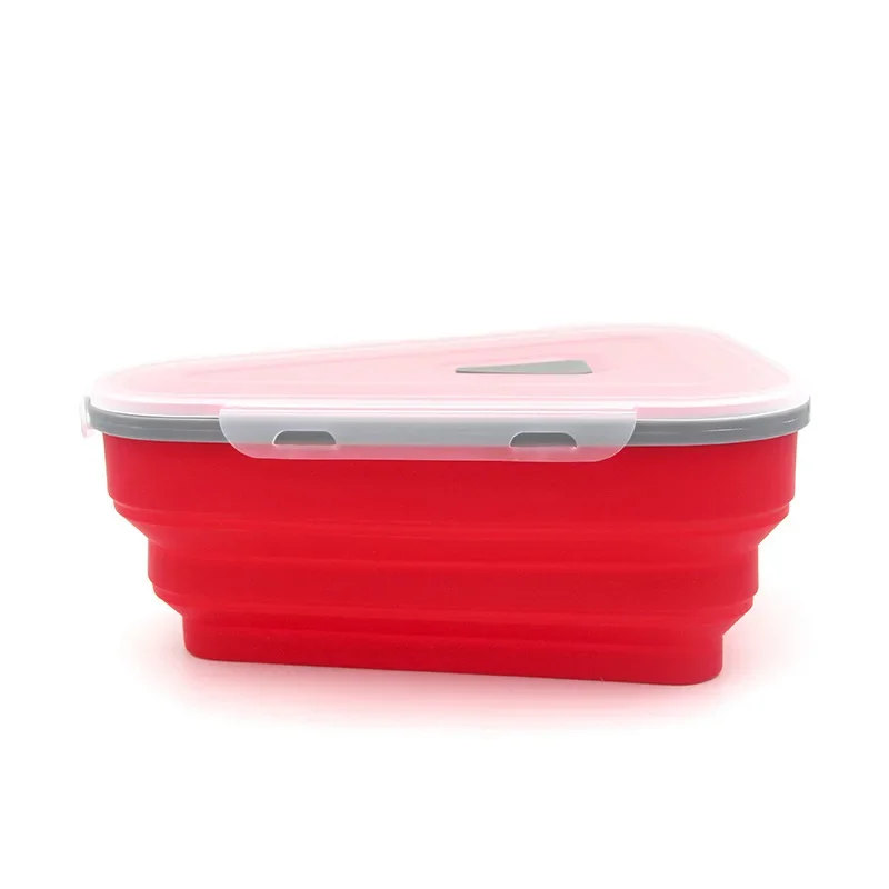 Food Grade Silicone Folding Pizza Box Reusable Triangle For Pizza Packing Box Take Away Box image 6