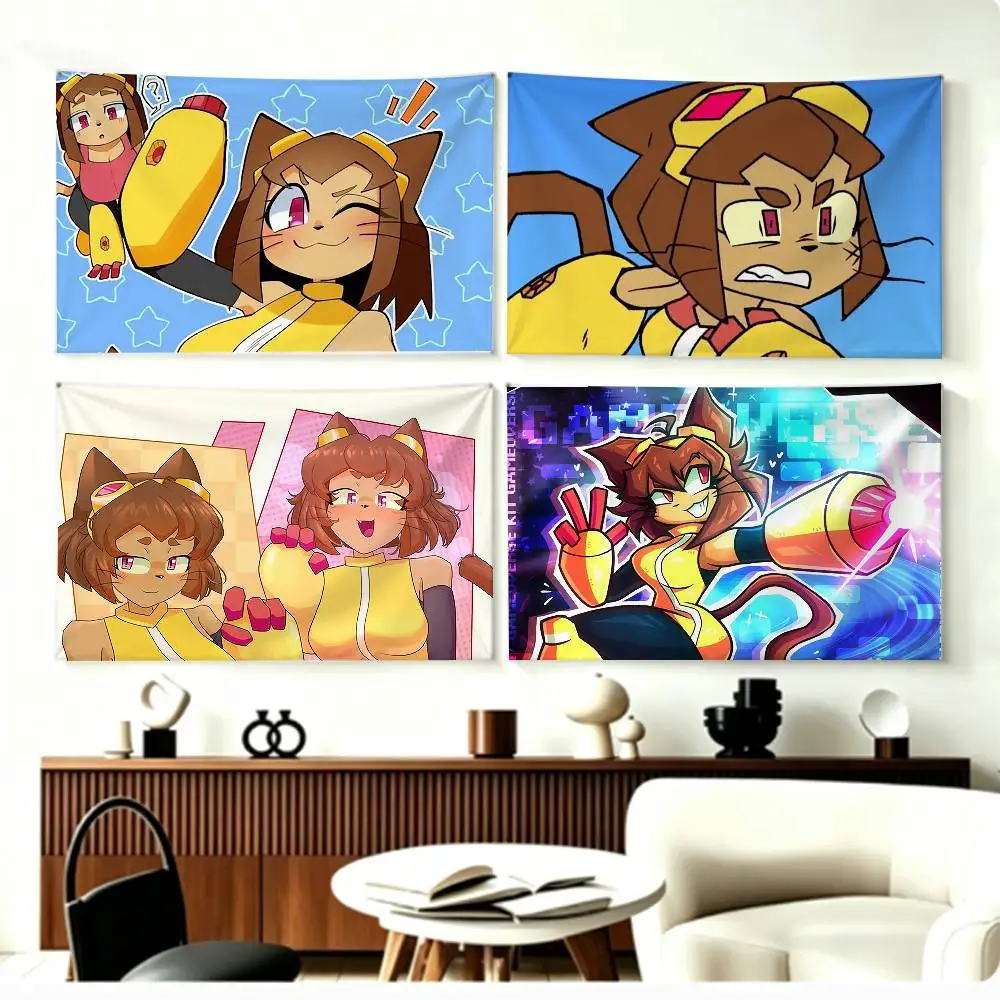 

2D cartoon web show G-Gameoverse Flags Wall Hanging Background Art Banner for Bedroom Home Outdoor Decor