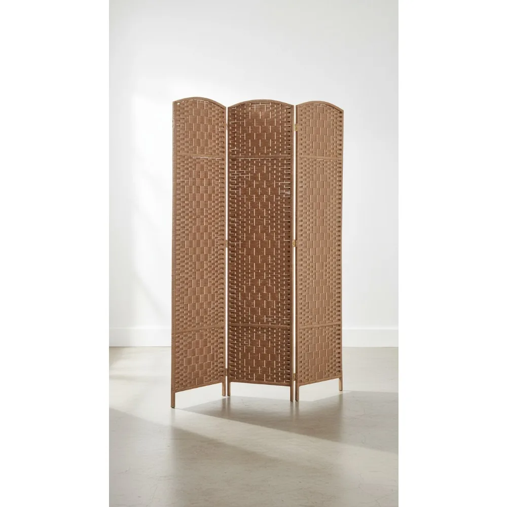 

3 Panel Folding Privacy Screen, 6FT Tall Portable Wicker Weave Room Divider for Bedroom Home Office Natural