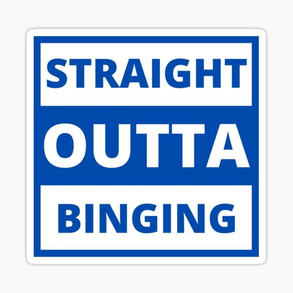 Straight Outta Binging Blue Sticker for Laptop Decor Bedroom Car Cute Cartoon Art Fashionable Public Suitcase