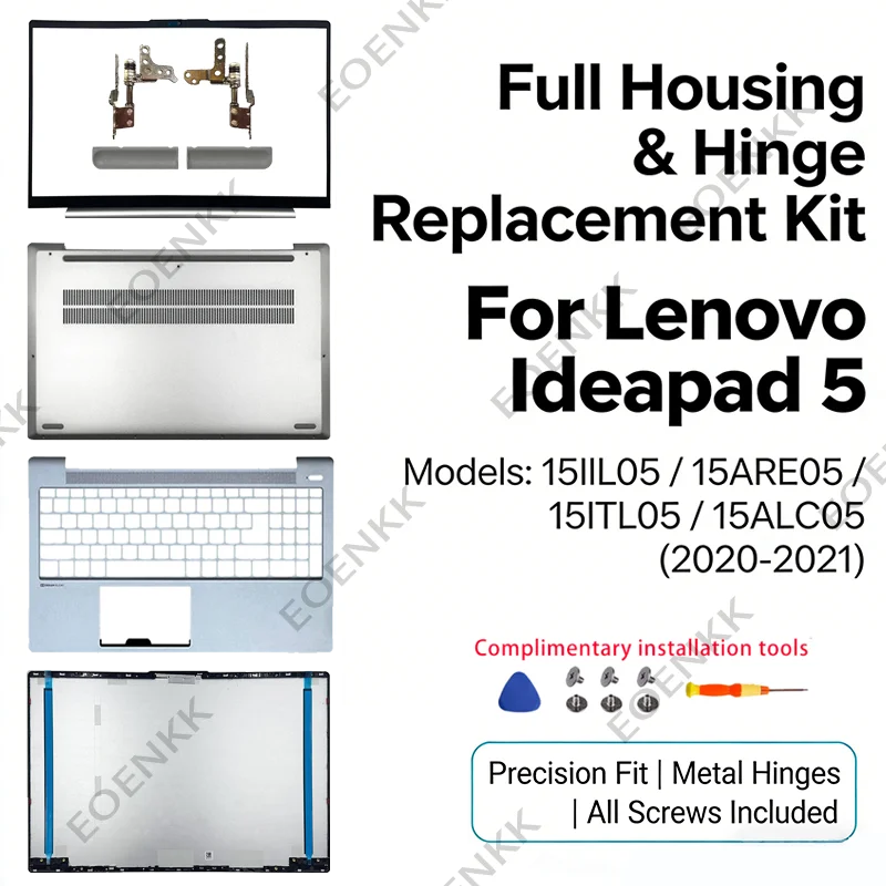 Para Lenovo Ideapad 5 15IIL05/15ARE05/15ITL05/15ALC05 juego de carcasa para portátil, cubierta trasera con reposamanos y bisel con bisagras