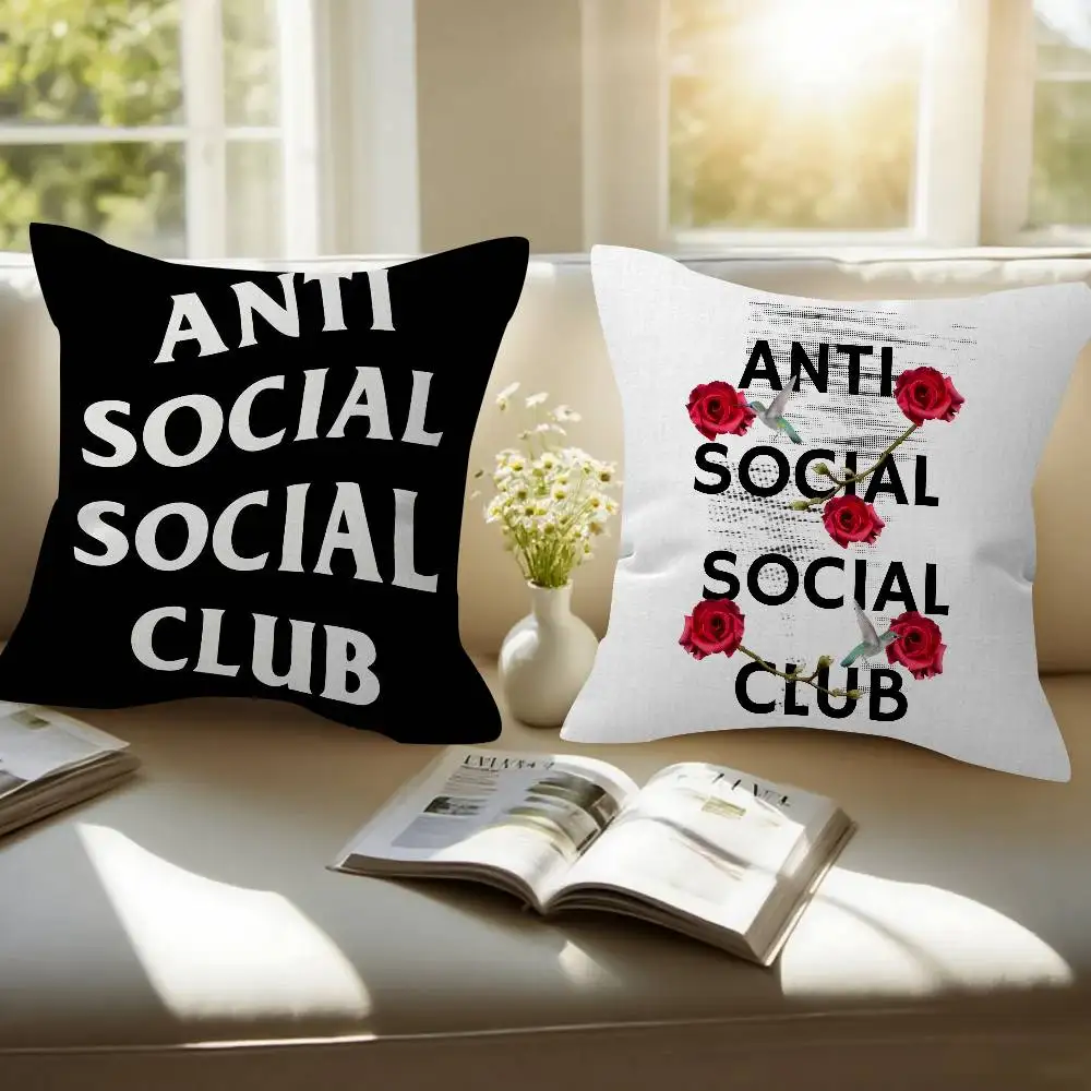 LOGO ANTI SOCIAL SOCIAL CLUB   Pillowcase toon Gift Cushion Cover Bedroom Home Sofa Chair Seat Decor pillow case