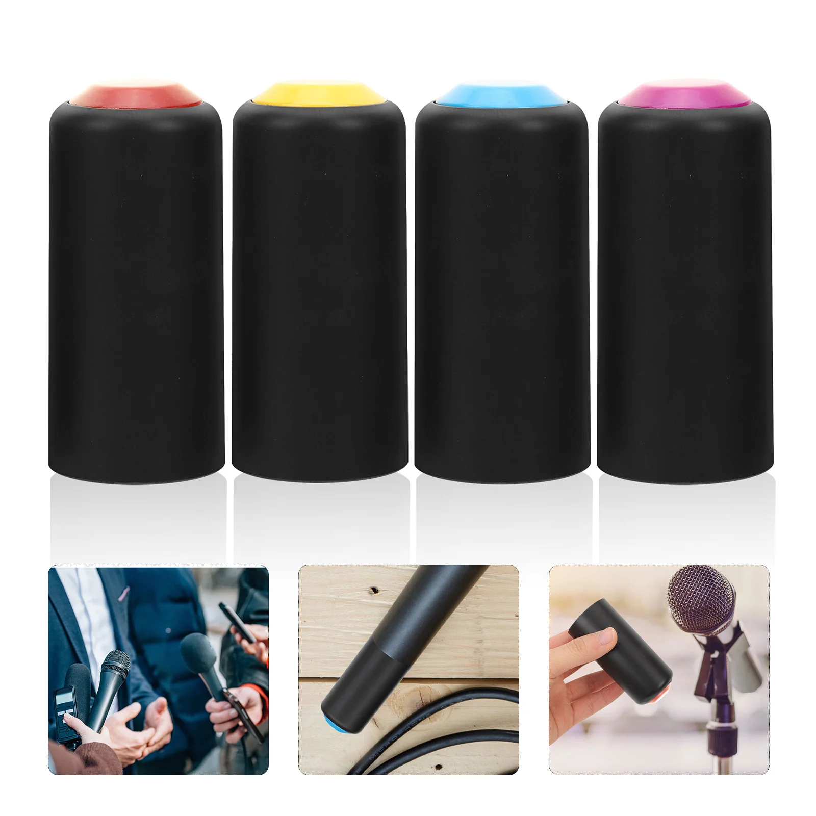 

4 Pcs Microphone Cover Plastic Caps Wireless for Batteries Accessories Covers