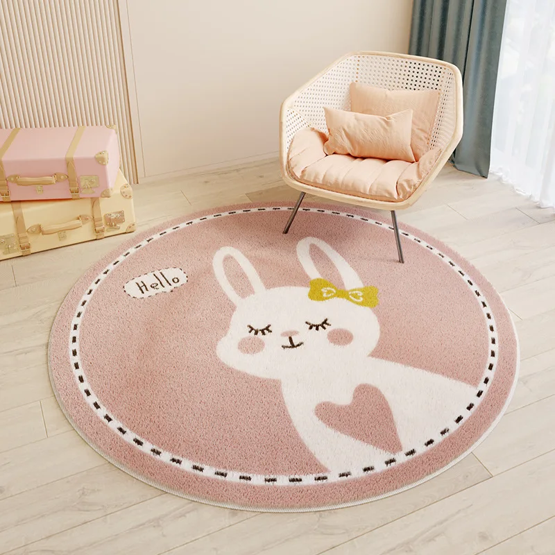 Children\'s Room Round Carpet Cushion Bedroom Study Rocking Chair Hanging Basket Cushion Cartoon Animal Carpet Tatami Home Mat