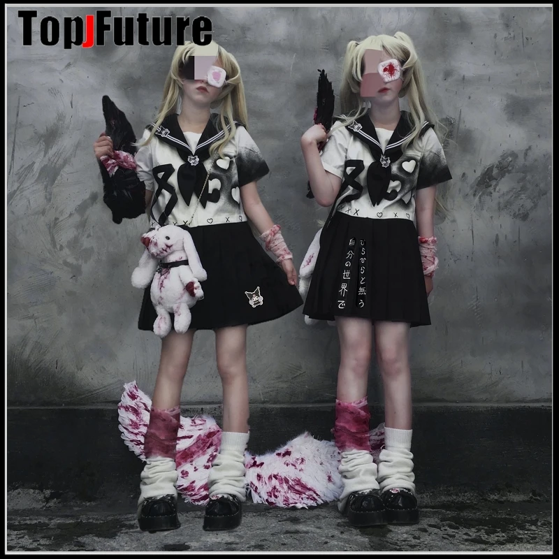 Harajuku Gothic Lolita cosplay costume bloody JK uniform Halloween Cosplay accessories Gothic Punk bloody Gauze Bandage