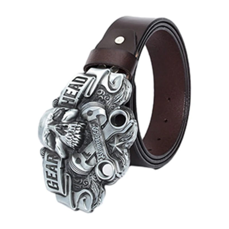 

Cowboy Belt Jean Belt Men Belt Waist Costumes Metal Buckle Cowboy Skull Dropship