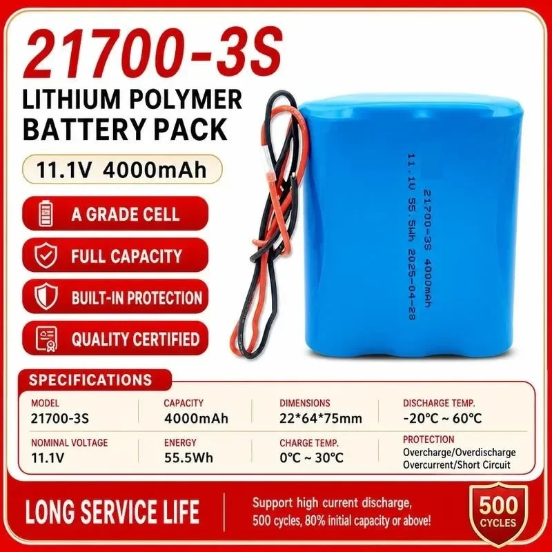 3pcs For One-character 21700 Power 3 Strings 11.1V Outdoor Air Conditioning Clothing 5000mAh Heating Clothing 3S1P Battery