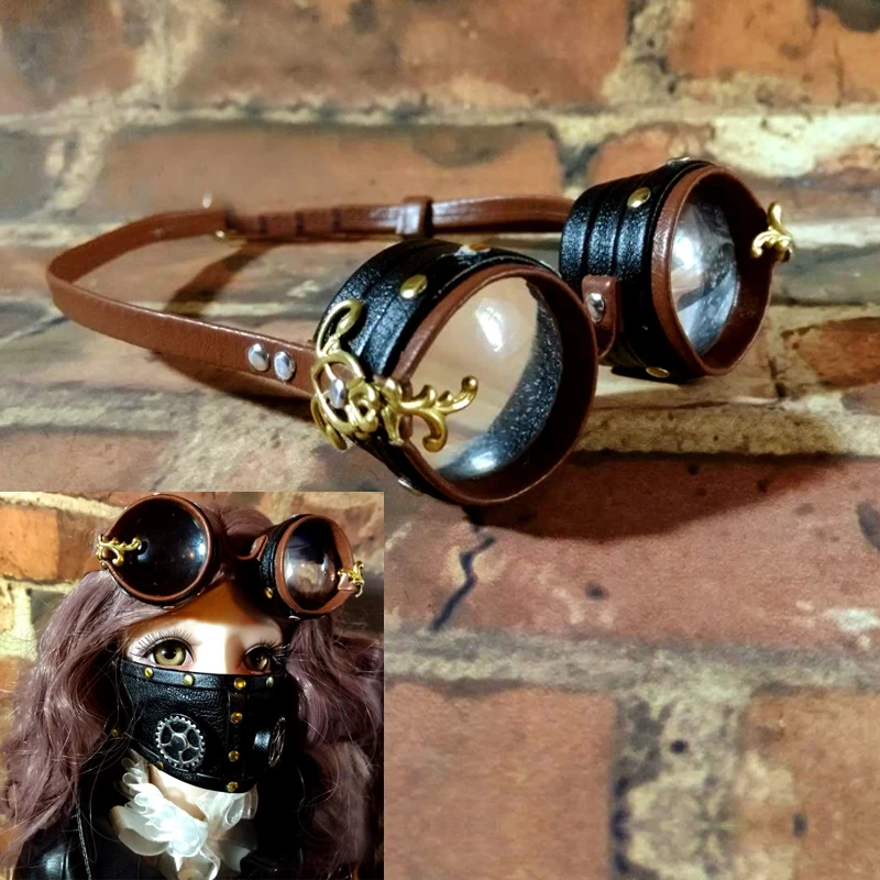 D03-P676 Children Toy BJD DD SD MSD 1/6 1/4 1/3 Uncle Doll's Photo Props Accessoriess Pink Brown Steampunk Leather Eye Mask 1Pcs
