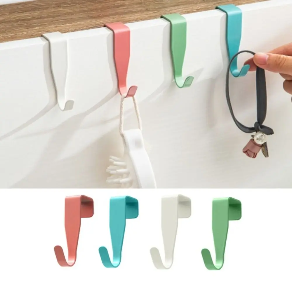 4pcs Metal Cabinet Door Hook Convenient Not Damage Door Punch Free Storage Rack Carbon Steel Storage Hook Kitchen