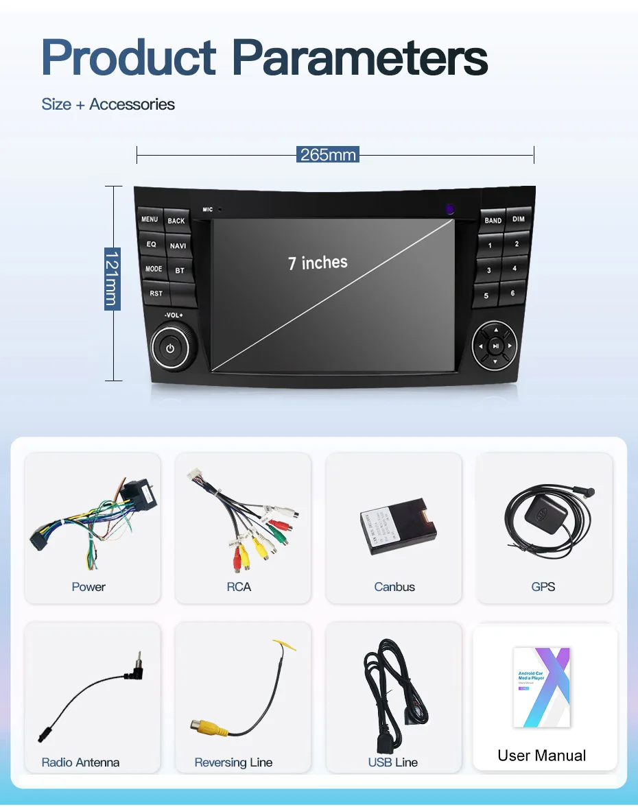 Android Car radio Carpaly GPS Navigation HD reverse camera For Mercedes-Benz CLS C219 S211 W211 W219 E55 E63 CLS55 CLS300 E230 - view 5