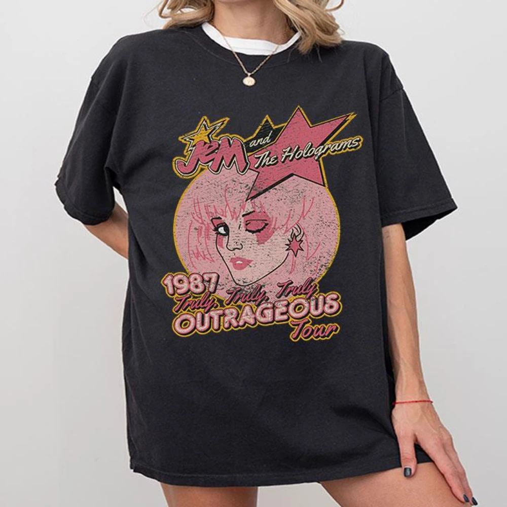 T-shirt Jem and The Holograms Tour années 80, vêtement graphique à manches courtes, unisexe, pour hommes et femmes, toutes saisons