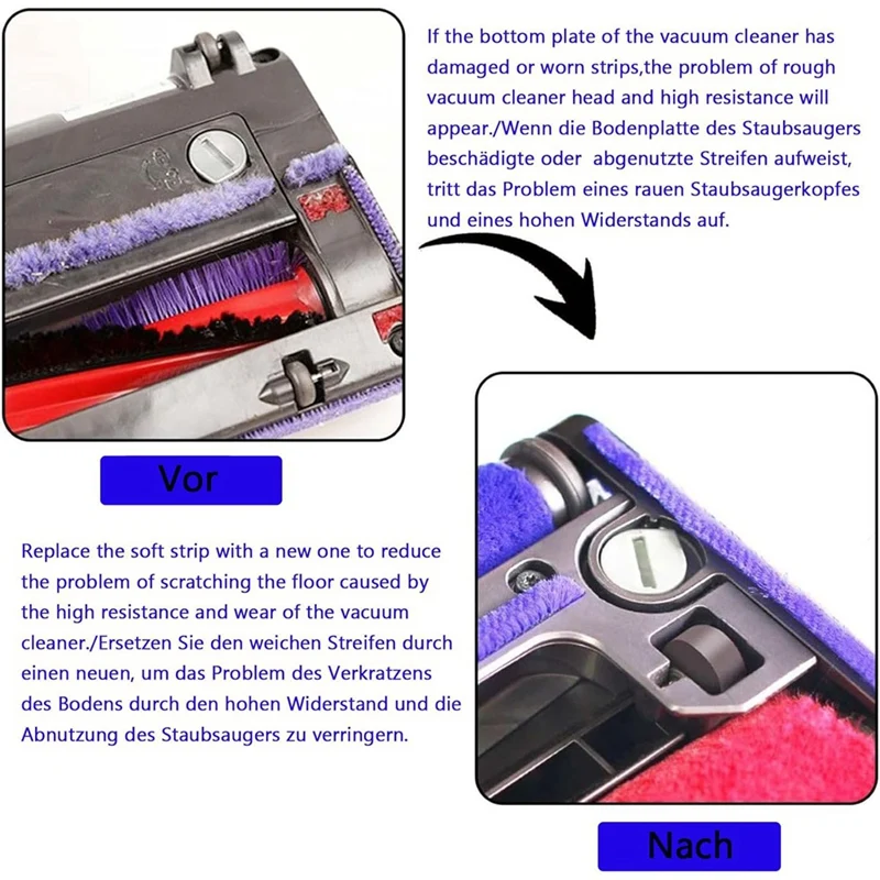 Miękkie pluszowe paski akcesoria do Dyson V6 V7 V8 V10 V11 V15 części zamienne do odkurzacza z miękkim wałkiem