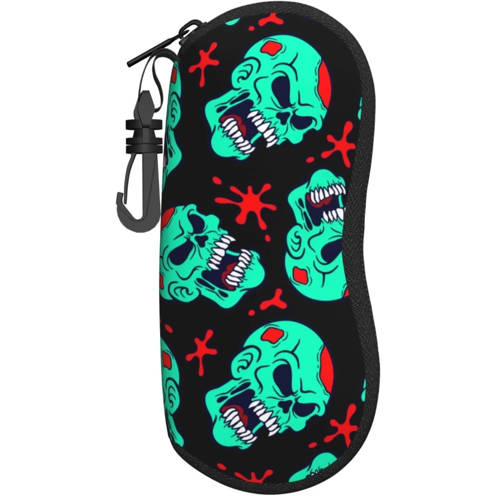 

Zombies Horror Sunglasses Soft Case Ultra Light Neoprene Zipper Eyeglass Case with Belt Clip for Men Women