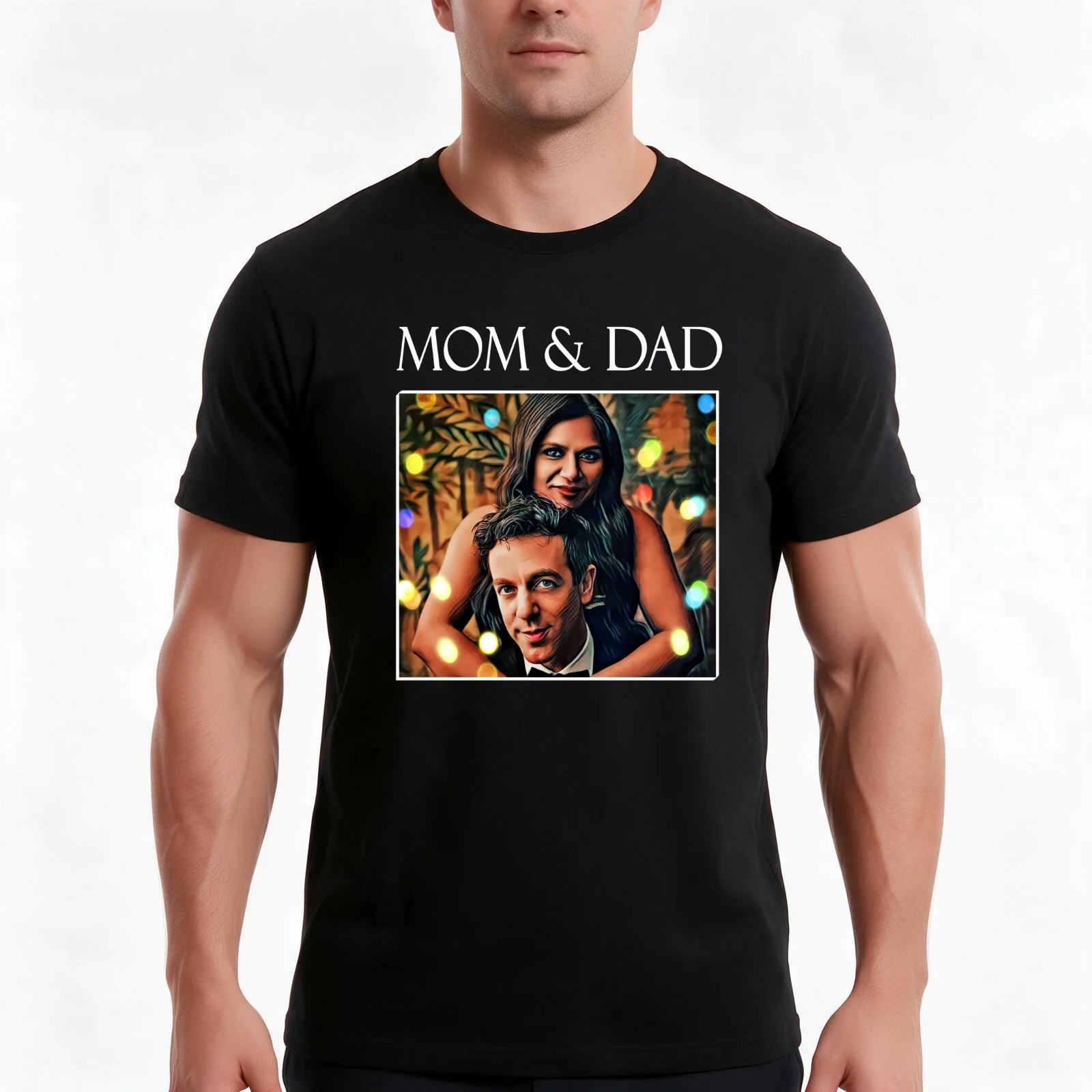 Mindy Kaling BJ Novak - Mom & Dad T-Shirt, Summer Casual Cotton Tee, Oversized Streetwear Tops, Vintage Graphic Print