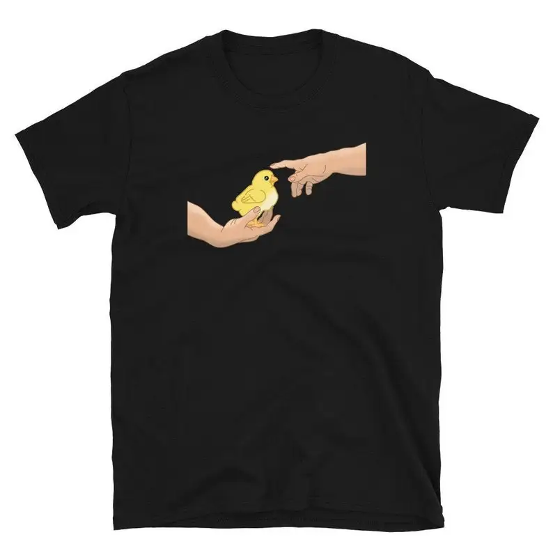 

Baby Chicken T-Shirt Michelangelo's Chick Tee Chicken Farmer Pet Bird Clothing Birb Memes Clothes Classical Art Memes Apparel