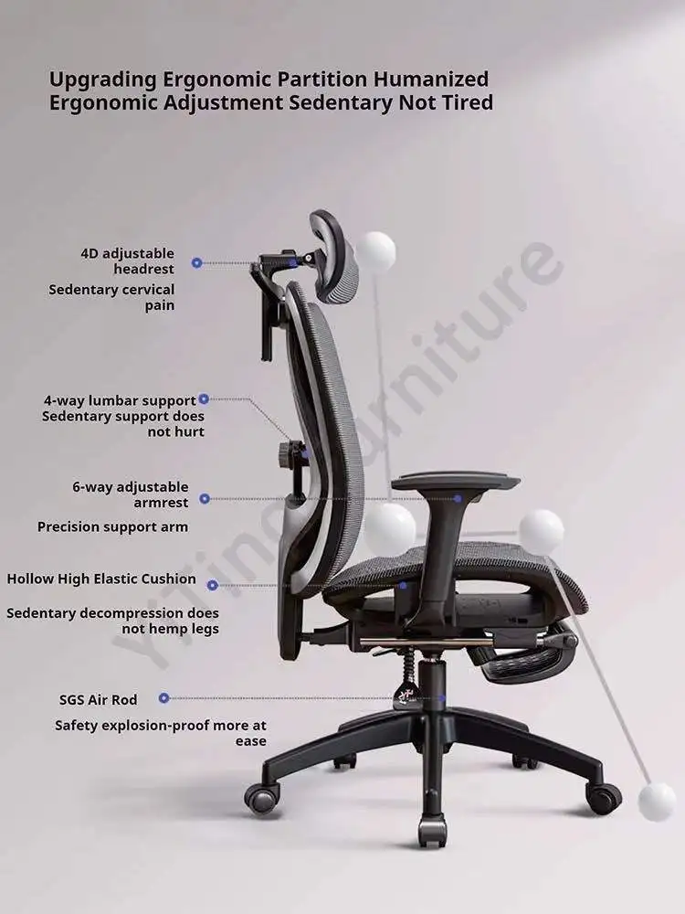 Sedentary Comfort Waist Support Computer Gaming Chair Esports Vanity Work Silla De Escritorio Office Furniture OC