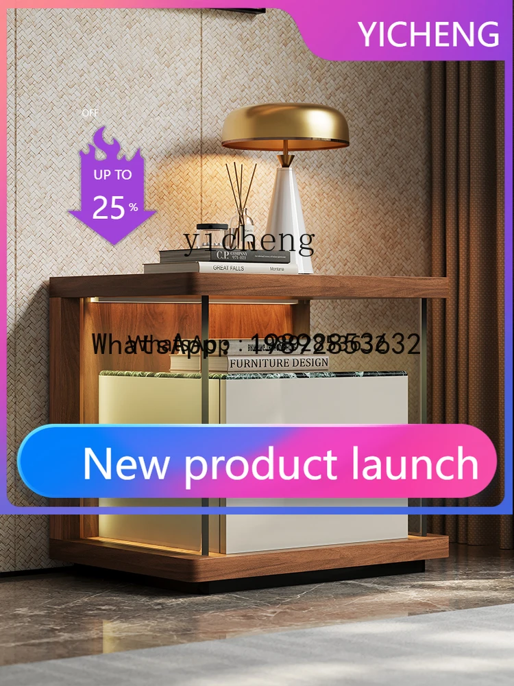 

light luxury bedside table storage locker floor-to-ceiling bedroom modern solid wood small side cabinet