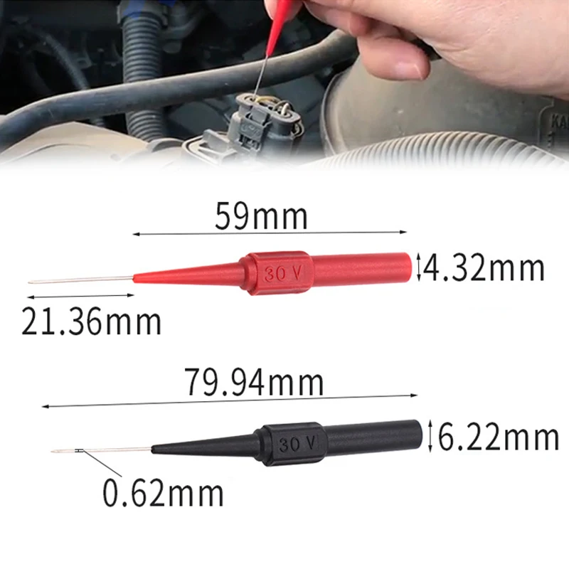 10Pcs Diagnostic Tools 30V Car Tip Probes Back Piercing Needle Multimeter Test Lead Extention Auto Tools Automotive Kit Machine