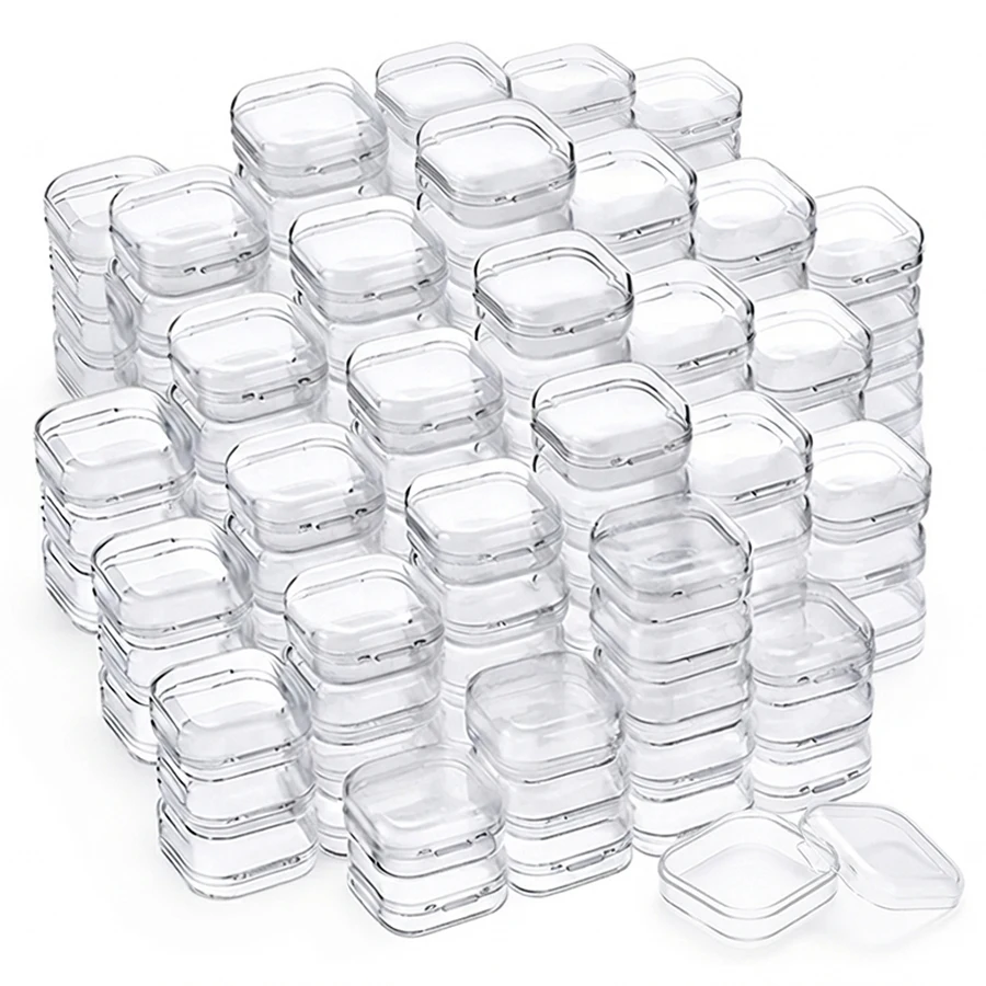 15/45/80pcs 3.5cm Transparent Mini Storage Box for Jewelry Necklace Earplugs Fish Hooks, Space Saving Small Items Organizer