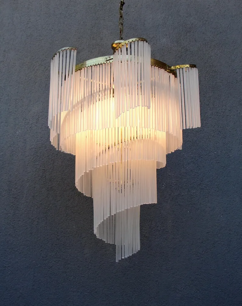 DIDA French Elegant Glass Chandelier Gold Pendant Light Layered Design for Living Room Dining Room Bedroom