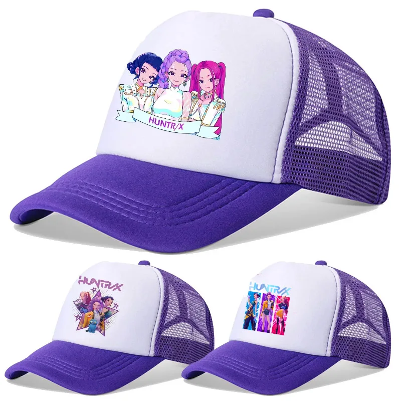 KPOP Demon Hunters Baseballkappe für Kinder und Erwachsene Lila Sonnenhut Modische Damen Mädchen Kappe Sommer Sport Sonnenmütze Retro Kopfbedeckung Geschenk