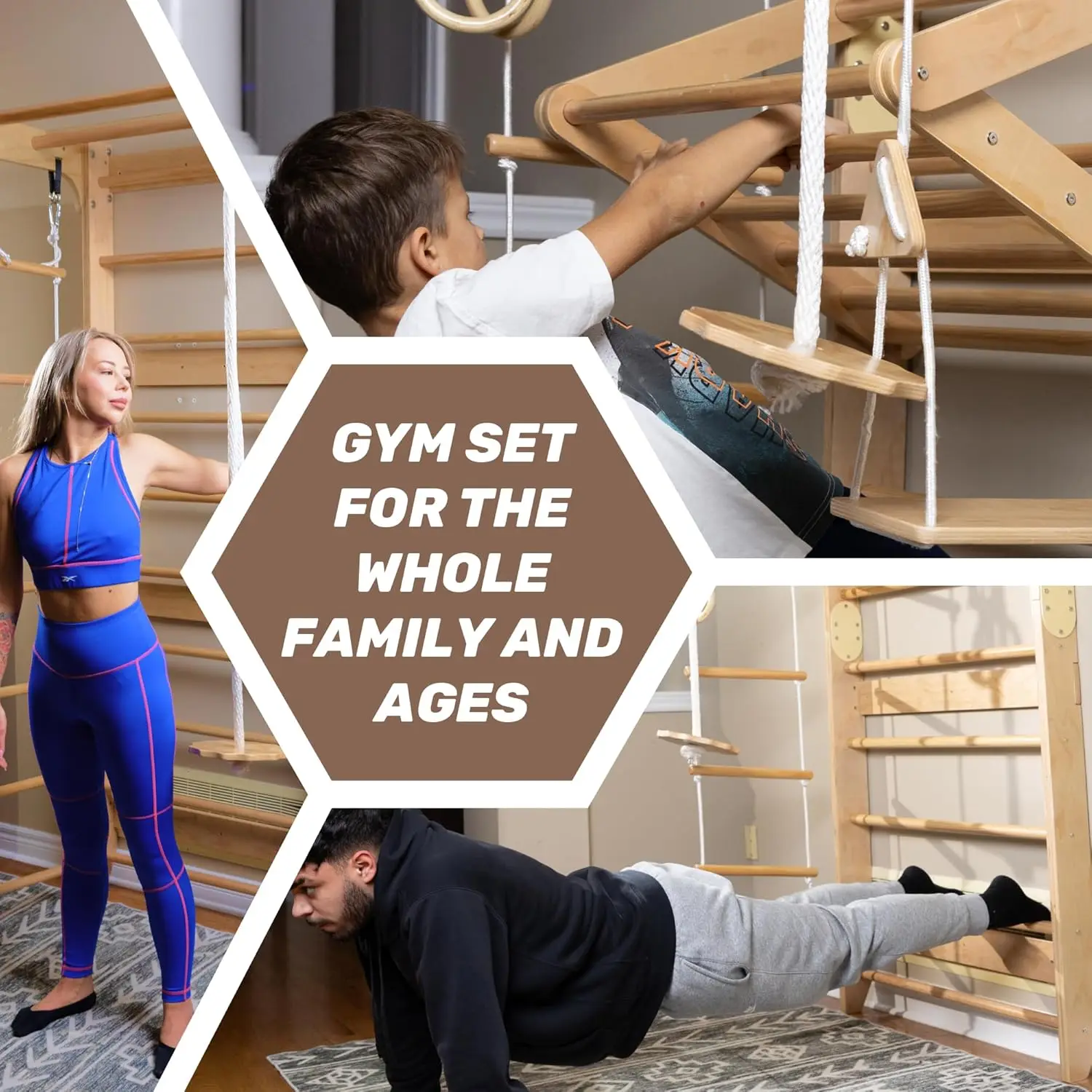 Wooden Swedish Ladder Wall Set – Kids Stall Bars for Exercise – Kids Swedish Gymnastic Wall Gym – Wood Stall Bar Gymnastics Play