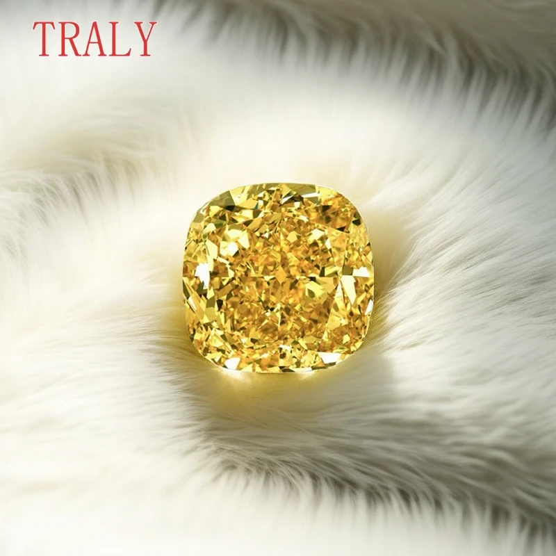 Yellow Color Moissanite Loose Stone Cushion Cut Lab Grown 1CT- 7CT Gemstone Pass the Diamond Teste with GRA Certificate Jewelry