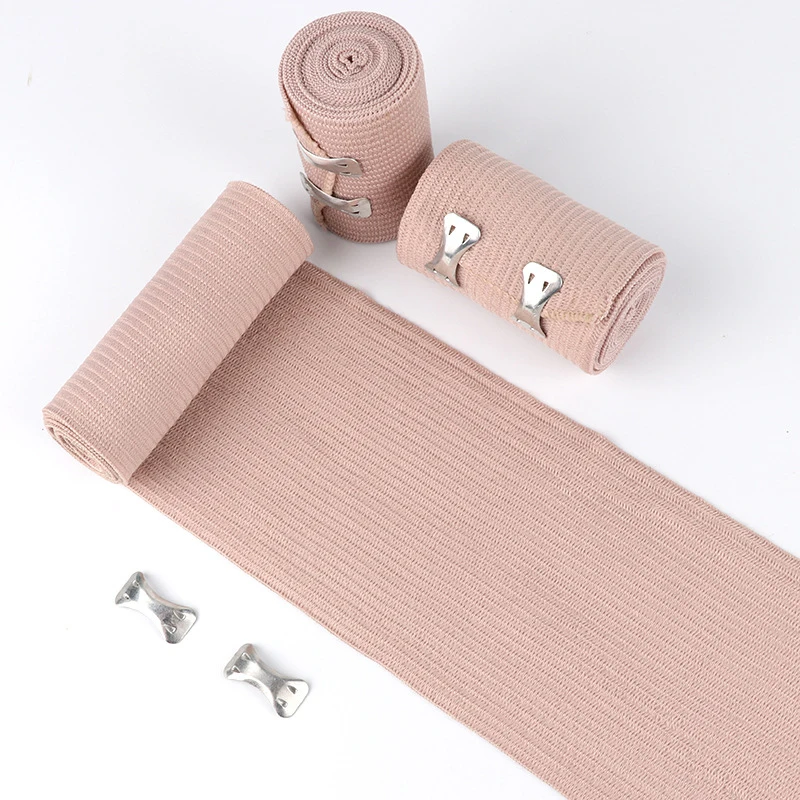 1 Roll Elastic Bandage Wrap With Clips Wound Dressing Outdoor Sports Sprain Treatment Bandage Tape For First Aid Kits