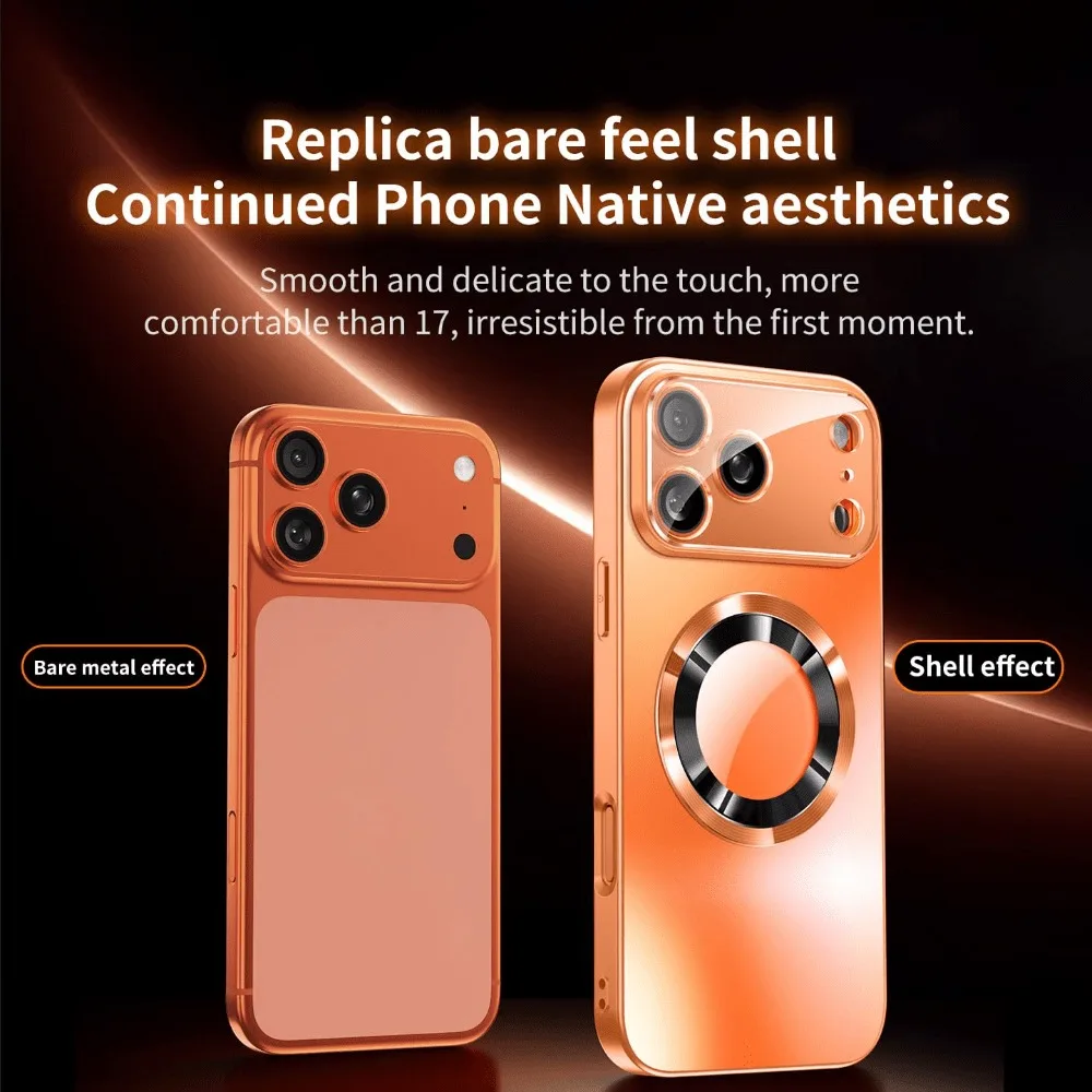 حافظة هاتف شحن لاسلكية مغناطيسية فاخرة نافذة زجاجية مع آيفون 12/ 13/ 14/ 15/ 16/ 17/ Pro Max/ Plus #4