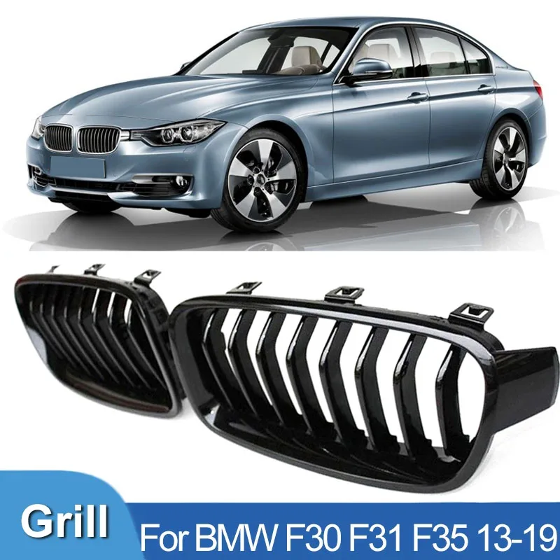 Car Front Bumper Racing Grille Grill For BMW 3 Series F30 F31 F35 320i 325i 328i  2013-2019 Gloss Black Grilles Kidney Grills