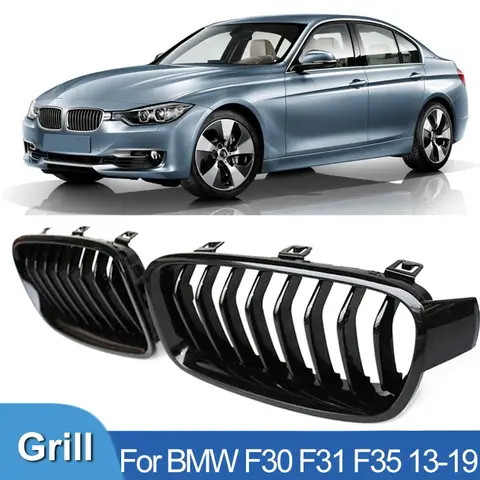 자동차 앞 범퍼 레이싱 그릴 그릴 BMW 3 시리즈 F30 F31 F35 320i 325i 328i 2013-2019 광택 블랙 그릴 신장 그릴
