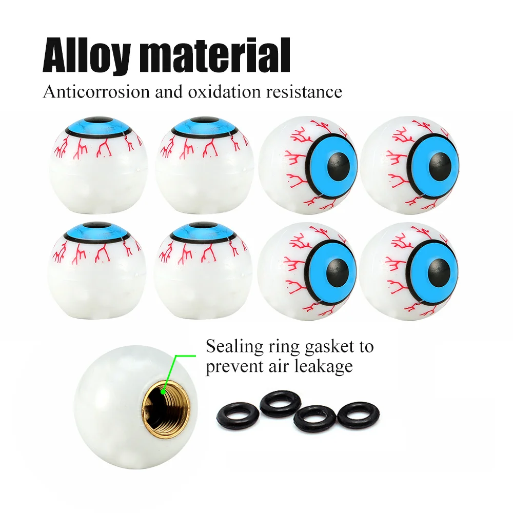 DSYCAR 4 pz/lotto Eye Ball Wheel Valve Stem Caps Road Bicycle Valve Cap Motor Bike Car Valve Mouth Cover pneumatici Air Valve Dust Caps