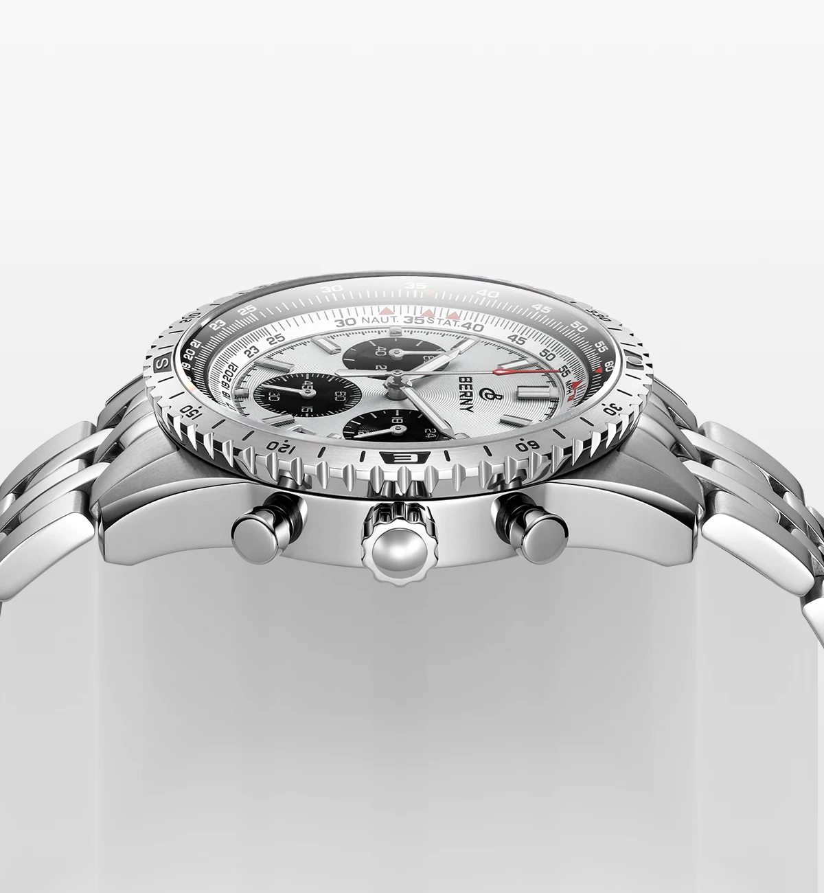 BERNY Chronograph-Uhren für Herren, Luftfahrt-Multifunktions-Quarz-Herrenuhr, Datum, Saphirglas, superleuchtende Luxus-Armbanduhr – Detail 3