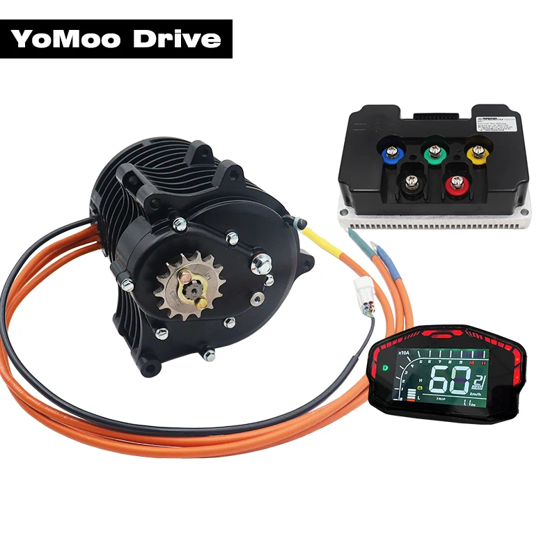 

QS138 V3 70H 3000W 100KMH Mid-Drive PMSM Motor With Fardriver ND84450 Controller and DKD Display For Electric Motorcycle Moped